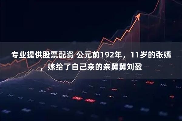 专业提供股票配资 公元前192年，11岁的张嫣，嫁给了自己亲的亲舅舅刘盈
